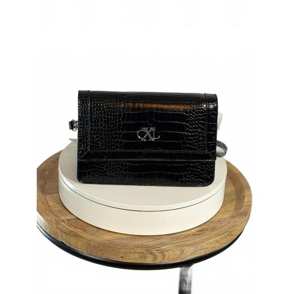 Christian Lacroix Handbags - CXL Christian Lacroix Elysees Rectangle Croco Crossbody Bag Black, NWT